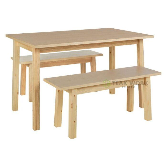 Buy Teak Wood Dining Set With 2 Benches Online | TeakLab 7