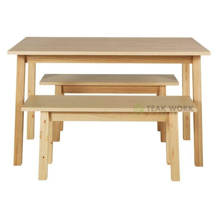 Buy Teak Wood Dining Set With 2 Benches Online | TeakLab 2