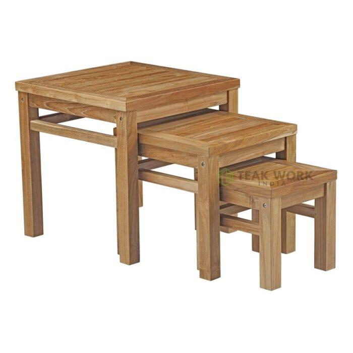 Buy Outdoor Teak Nesting Table Online | TeakLab 5