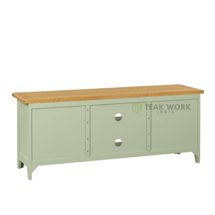 Buy Teak Wood Widescreen TV Unit with 2 Doors Online | TeakLab 10