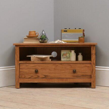 Buy Teak Corner TV Stand Online | TeakLab 1