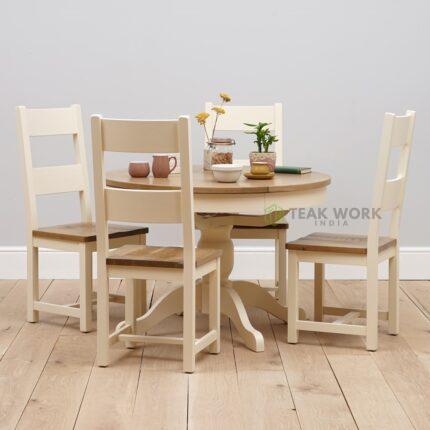 Buy Teak Wood Round Table and 4 Chairs Online | TeakLab