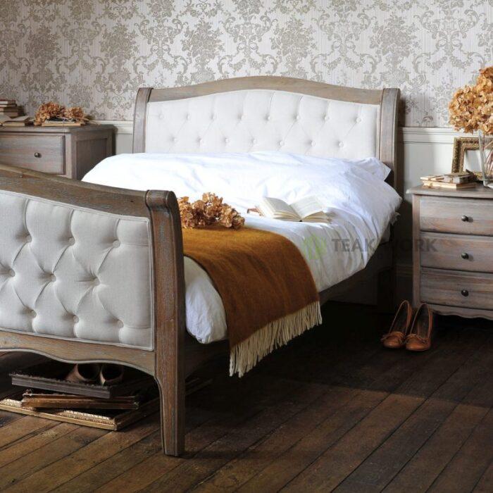 Buy Teak Wood Buttoned 6 ft. Bed Online | TeakLab 1