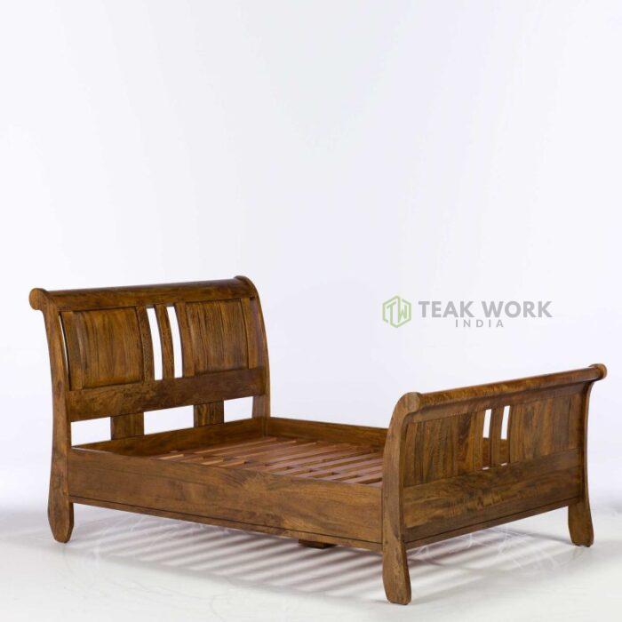 Buy Teak Wood Sleigh Bed Online | TeakLab 3
