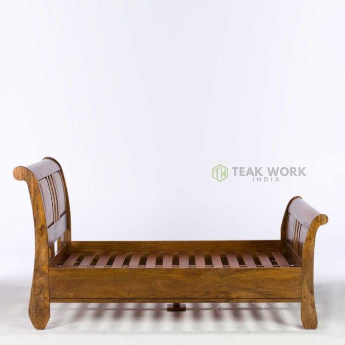 Buy Teak Wood Sleigh Bed Online | TeakLab 4