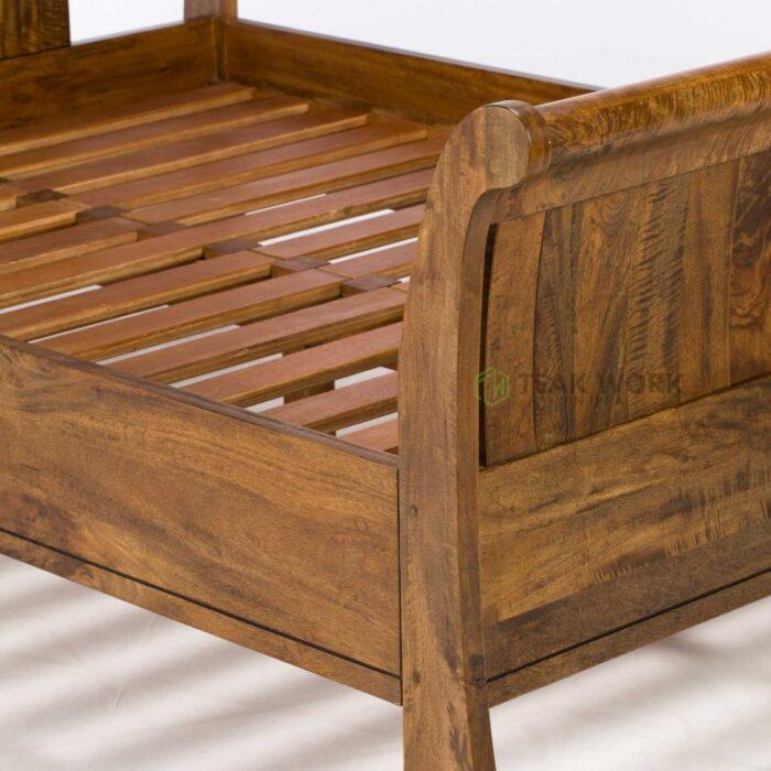 Buy Teak Wood Sleigh Bed Online | TeakLab 7
