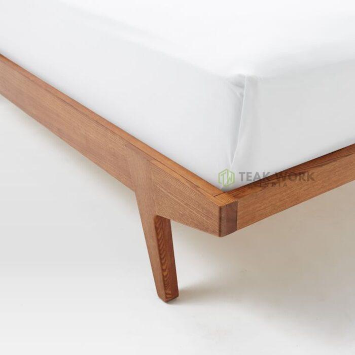 Buy Teak Wood Modern Bed Upholstered Headboard Online | TeakLab 9