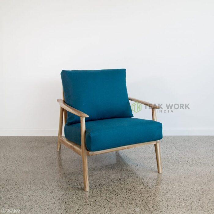 Buy Teak Wood Blue Arm Chair Online | TeakLab 3
