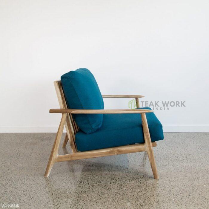 Buy Teak Wood Blue Arm Chair Online | TeakLab 4