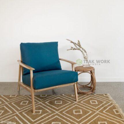 Buy Teak Wood Blue Arm Chair Online | TeakLab 1