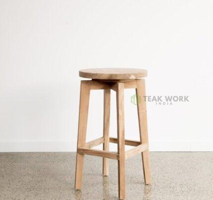 Buy Round Wooden Bar Stool Online | TeakLab 1