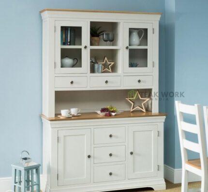 Buy TeakLab Cream Painted Large Glazed Crockery Unit Online | TeakLab