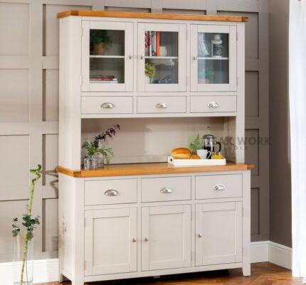 Buy TeakLab Grey Painted Large Glazed Crockery Unit Online | TeakLab