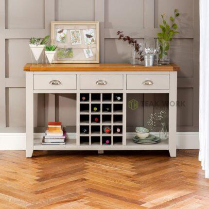 Buy TeakLab Wooden Grey Buffet Wine Rack Online | TeakLab 1