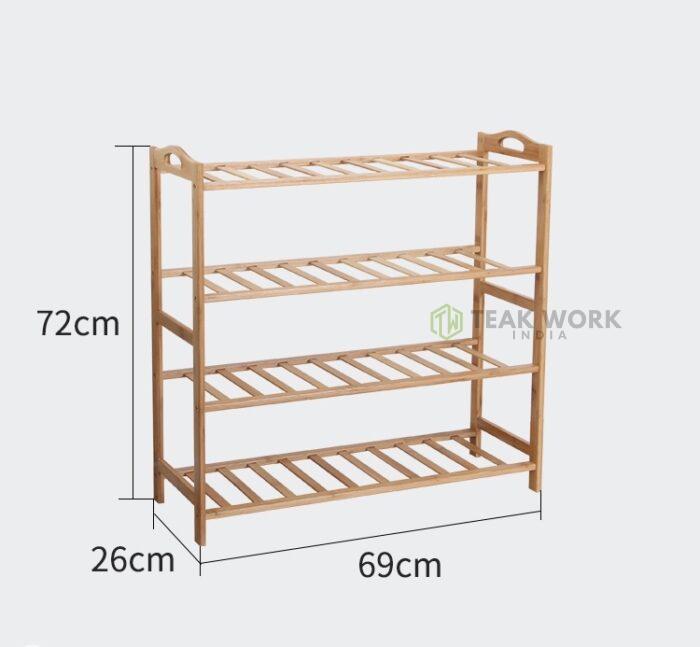 Buy 4 Shelf Teak Wood Shoe Rack Online | TeakLab 3