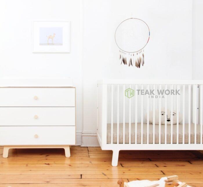 Buy Teak Wood White Cot bed Online | TeakLab 4