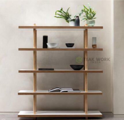 Buy Teak Wide Bookcase Online | TeakLab 1