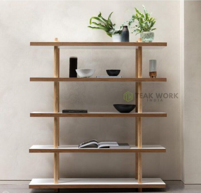 Buy Teak Wide Bookcase Online | TeakLab 1