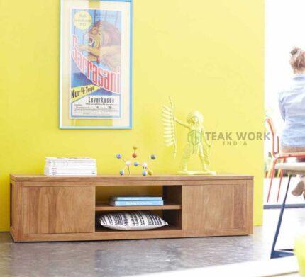 Buy Hinged Door Teak TV Stand Online | TeakLab