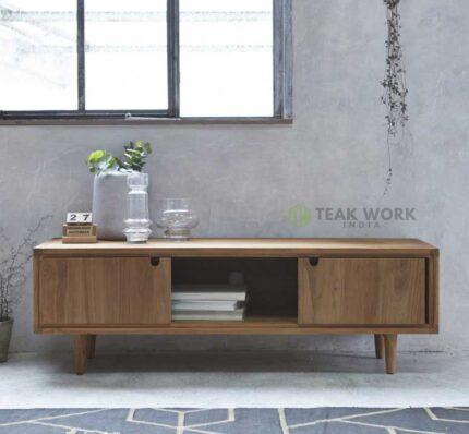 Buy Scandinavian Raw Natural Teak TV Stand Online | TeakLab