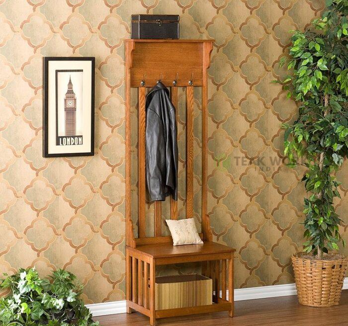 Buy Hall Tree Entry Bench with Coat Rack Online | TeakLab 1