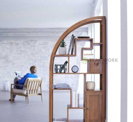 Buy Hand-Carved, Rounded Lines Teak Bookcase Divider Online | TeakLab