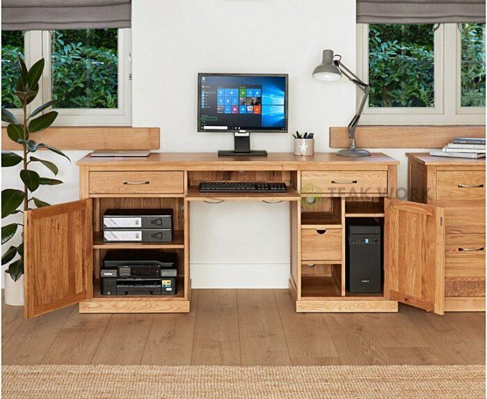 Buy Teak Large Hidden Office Twin Pedestal Desk Online | TeakLab 1
