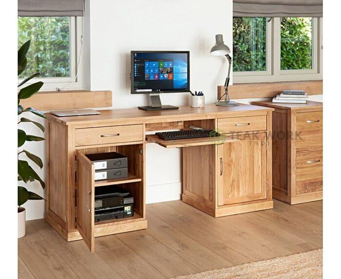 Buy Teak Large Hidden Office Twin Pedestal Desk Online | TeakLab 2