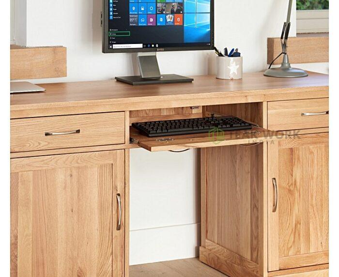 Buy Teak Large Hidden Office Twin Pedestal Desk Online | TeakLab 3