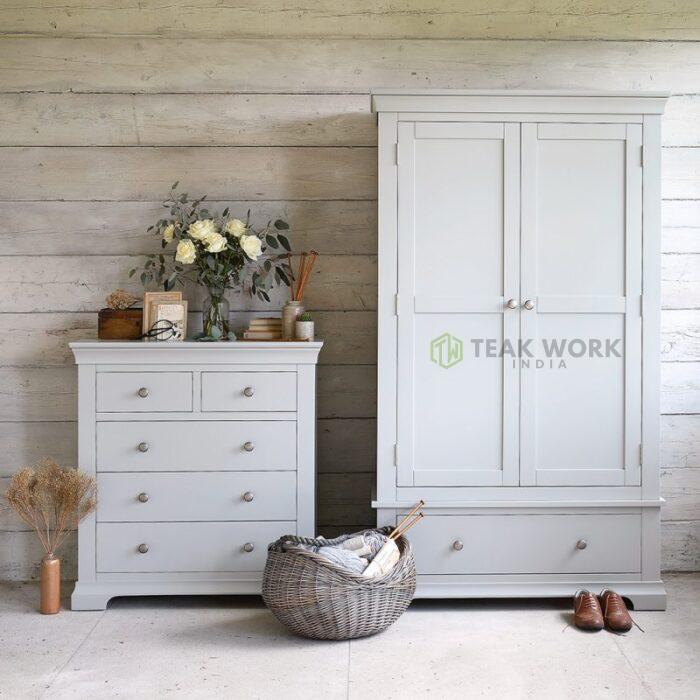 Buy Double Wardrobe Bedroom Set Grey Painted Online | TeakLab 2
