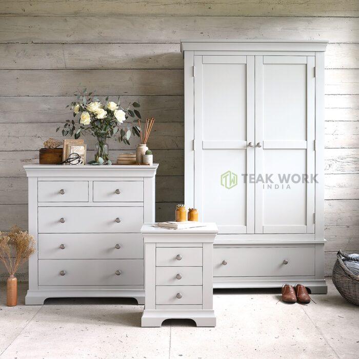 Buy Double Wardrobe Bedroom Set Grey Painted Online | TeakLab