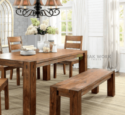 Buy Teak Wood Sturdy Dining Bench Online | TeakLab