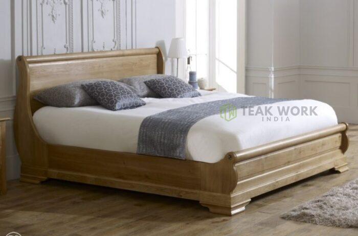 Buy Supreme Teak Wood Sleigh Bed Online | TeakLab 1