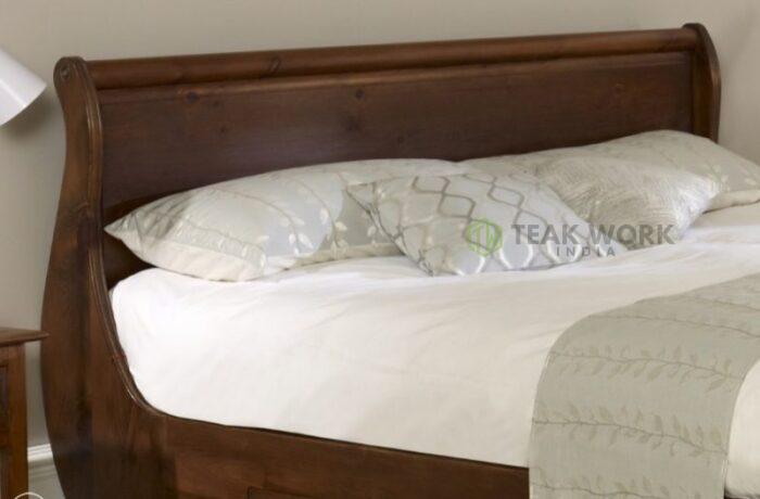 Buy Supreme Teak Wood Sleigh Bed Online | TeakLab 4