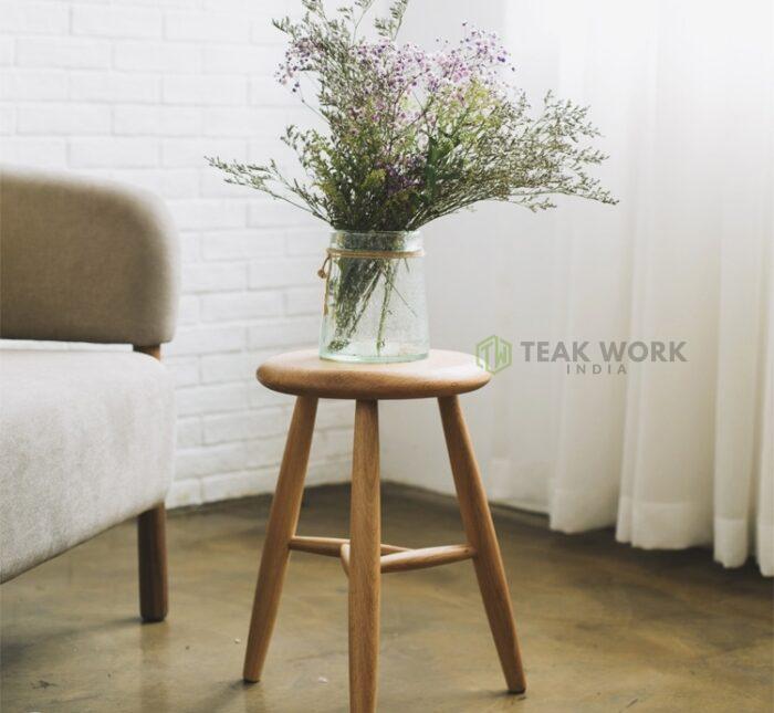 Buy Teak Wood Stool/Side Table Online | TeakLab 6