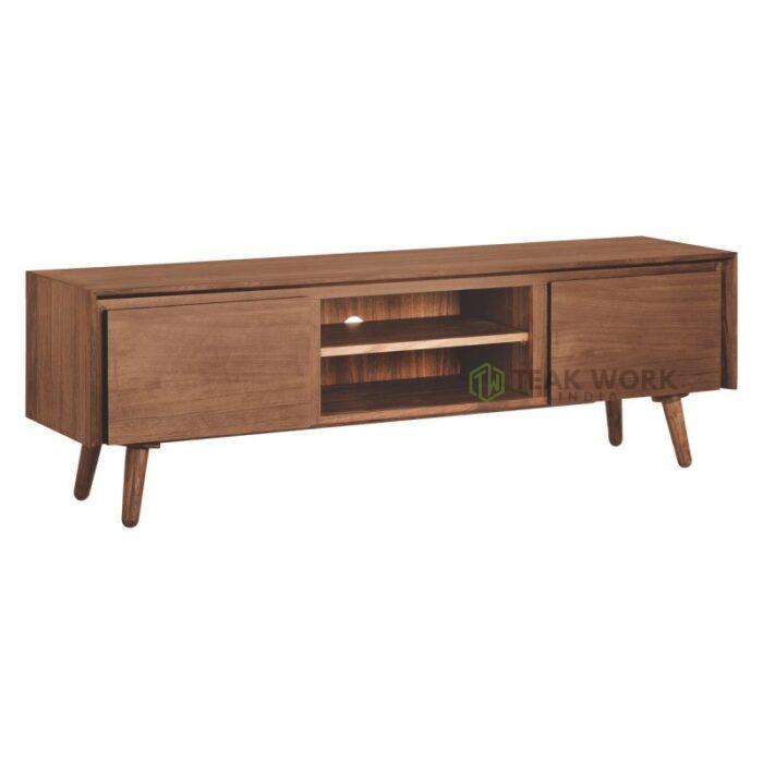 Buy Teak Large TV Stand With 2 Doors Online | TeakLab 4